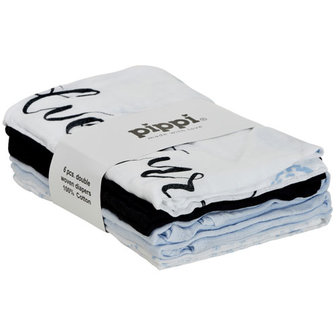 Pippi mousseline doeken 70x70 cm 6-pack - Stone Grey