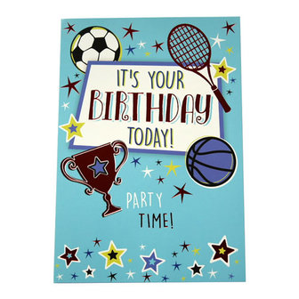 Verjaardagskaartje - It&#039;s Your Birthday Today - Party Time