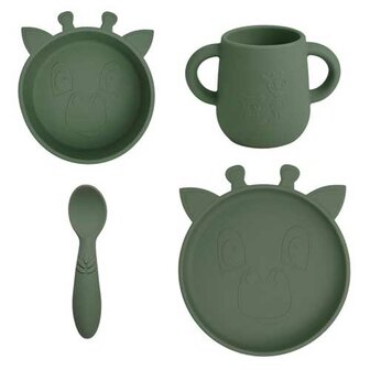 nuuroo Lykke Siliconen Dinerset Giraf Dusty Green - 4-pack
