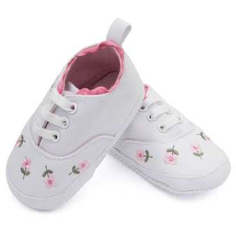 Baby schoenen wit met bloemenprint