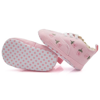 Baby schoenen roze met bloemenprint