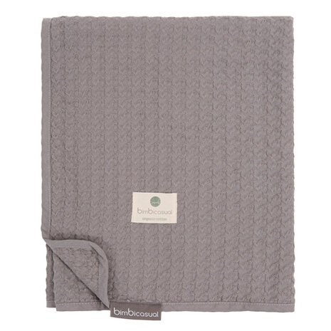 BimbiDreams Crochet Blanket - Stone Washed Dark Grey 95x75 cm