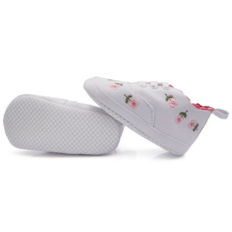 Baby schoenen wit met bloemenprint