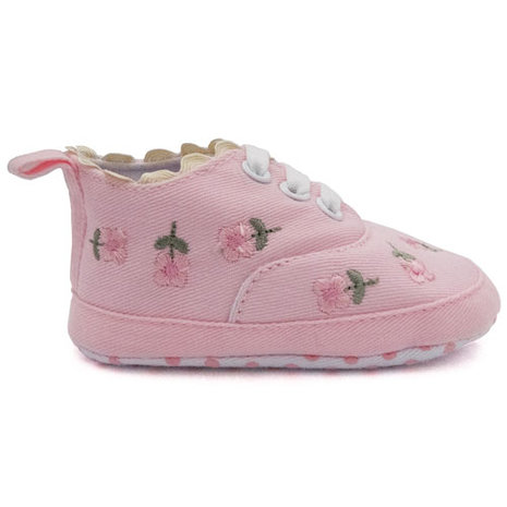 Baby schoenen roze met bloemenprint